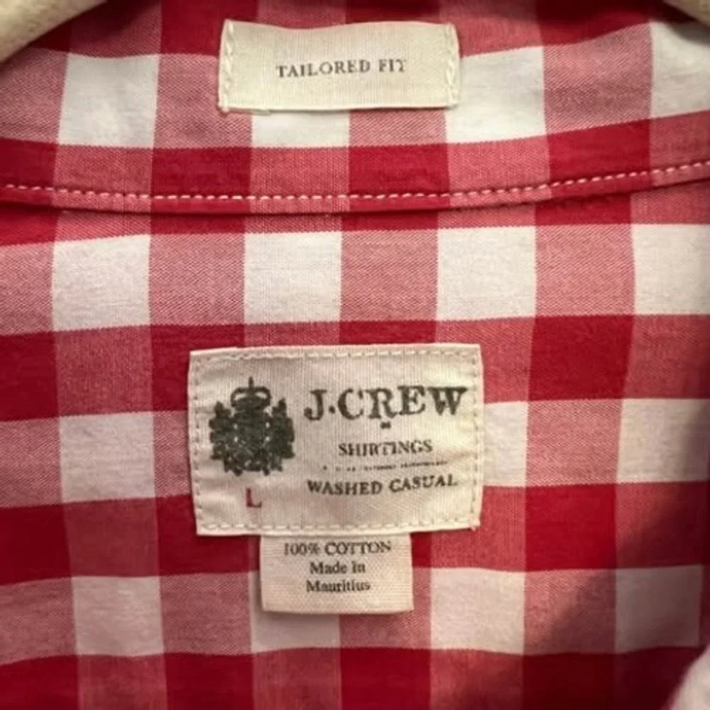 J. Crew 100% Cotton Tailored Fit Buffalo Check Button Down Shirt Large GC‎